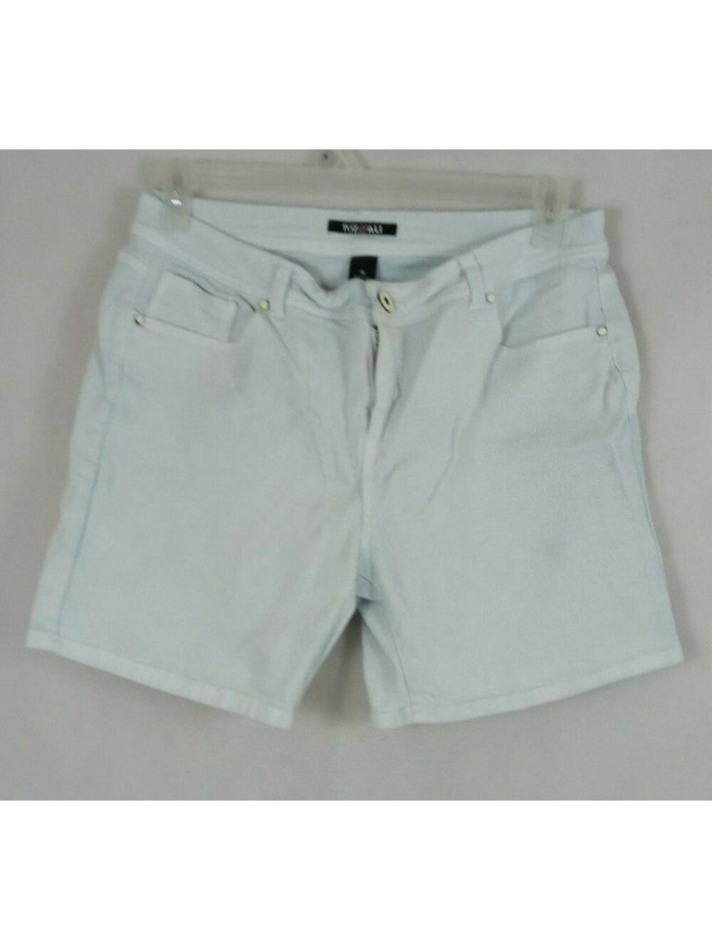 Roz & Ali Blueish White Denim Beaded Jean Booty Shorts Size 16